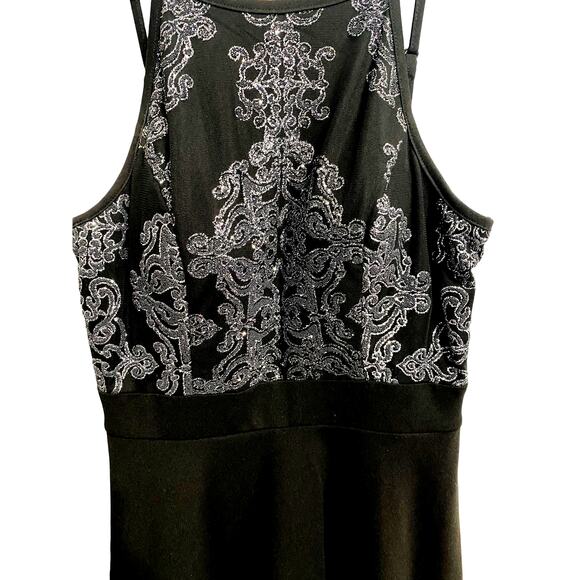 Speechless Women's Semi Formal Fit Flare Dress Sz 11 Black Embroidered Sparkle - Picture 5 of 14